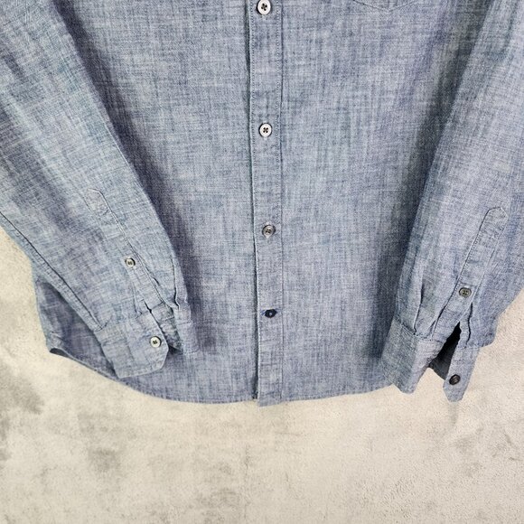 Mens Gap Dress Shirt Heather Blue Long Sleeve Button-Down Size M - Picture 3 of 10